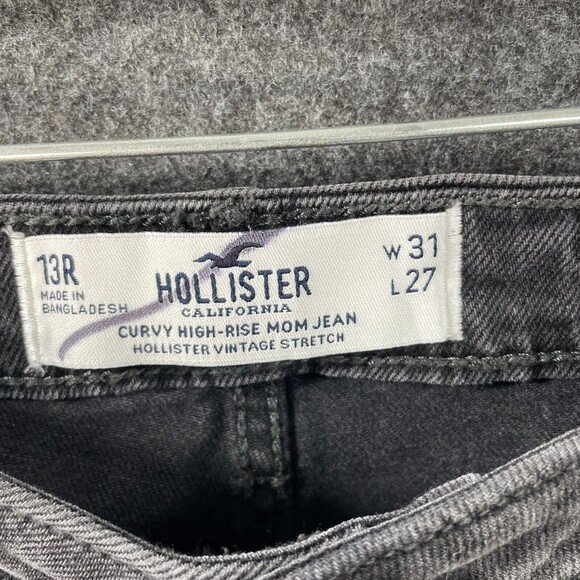 Hollister Curvy Ultra High Rise Mom Jean Women’s 15R Black Gray Stretch Two Tone - Picture 3 of 10